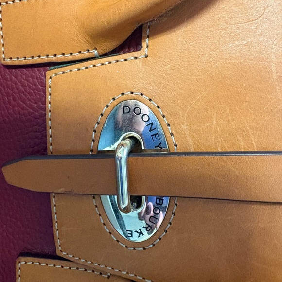 Dooney & Bourke Burgundy and Tan Satchel - Picture 5 of 6
